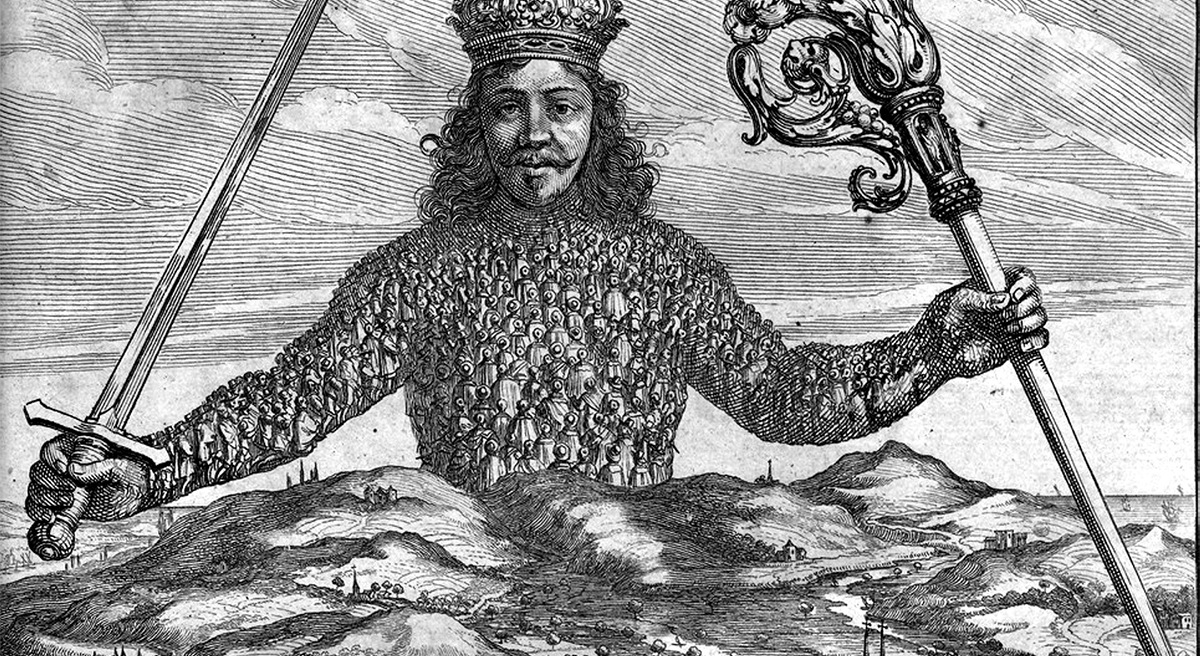 Detail from the frontispiece of Leviathan by Thomas Hobbes, 1951, engraving by Abraham Bosse